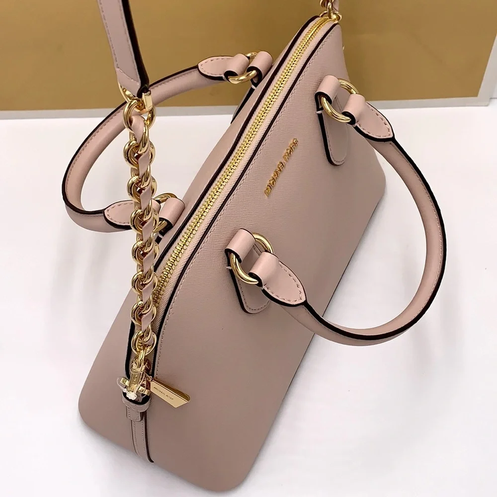 MICHAEL KORS VERONICA MEDIUM DOME Saffiano Leather SATCHEL SOFT PINK COL…